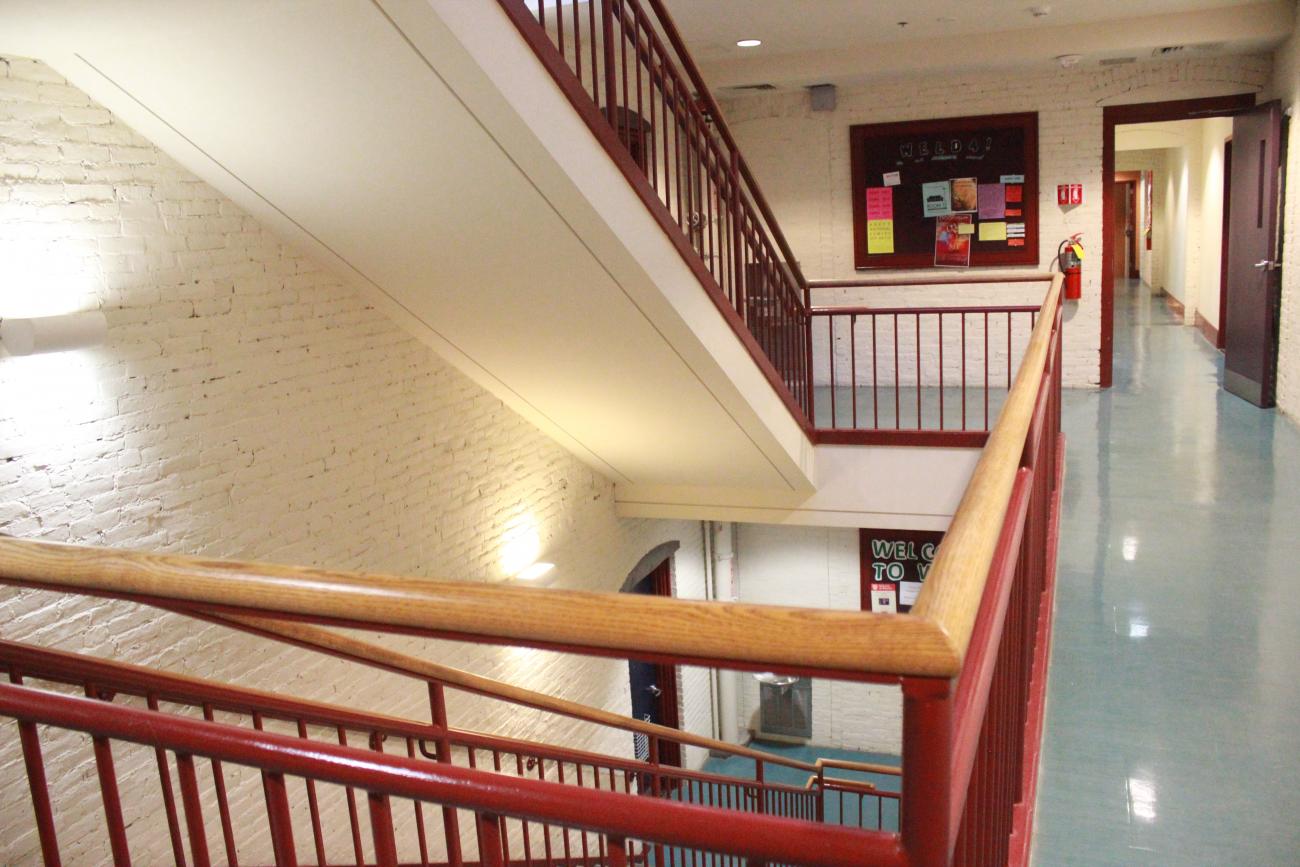 staircases located in Harvard's first-year dormitory, Weld