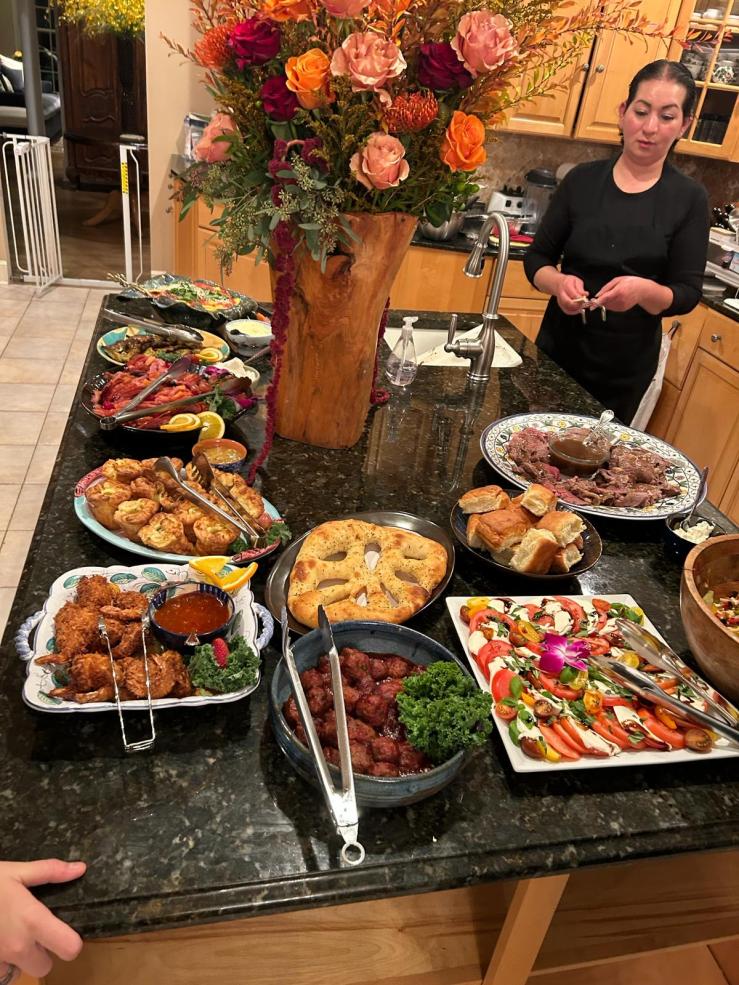 A spread of thanksgiving food.